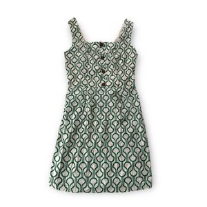 Monteau Square Neck Green and White Patterned Sundress